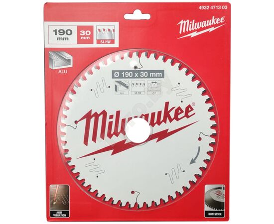 Пильный диск по алюминию Milwaukee P ALU 190 X 30 X 2.4 54TF NEG - 4932471303, фото 