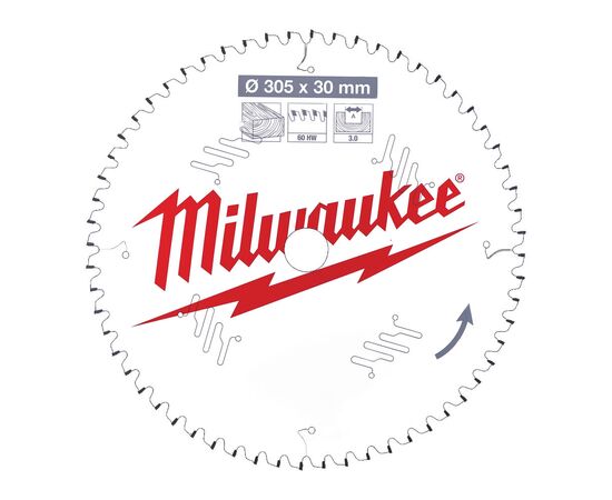 Пильный диск по дереву Milwaukee CSB MS W 305 x 30 x 3.0 x 60ATB neg. для торцовочной пилы - 4932471321, Диаметр диска (мм): 305, Посадочный диаметр (мм): 30, Модель: CSB MS W 305 x 30 x 3.0 x 60ATB neg., фото 