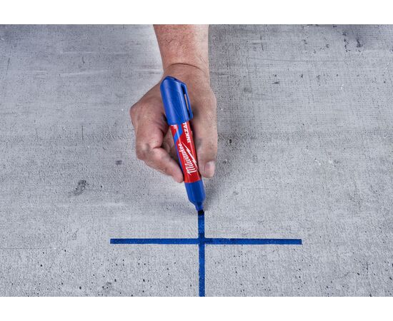 Маркер для стройплощадки Milwaukee INKZALL™ blue chisel tip marker L - 4932471557, фото , изображение 5