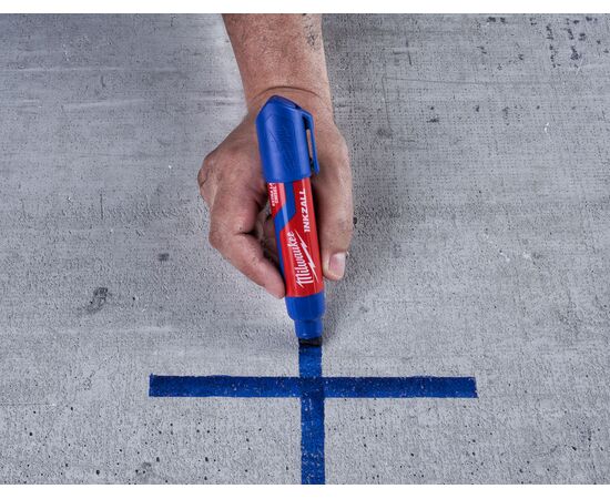 Маркер для стройплощадки Milwaukee INKZALL™ blue chisel tip marker XL - 4932471561, фото , изображение 5