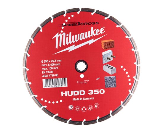 Алмазный диск Milwaukee Speedcross HUDD 350 - 4932471985, Диаметр диска (мм): 350, Посадочный диаметр (мм): 25,4, Модель: Speedcross HUDD 350, фото 