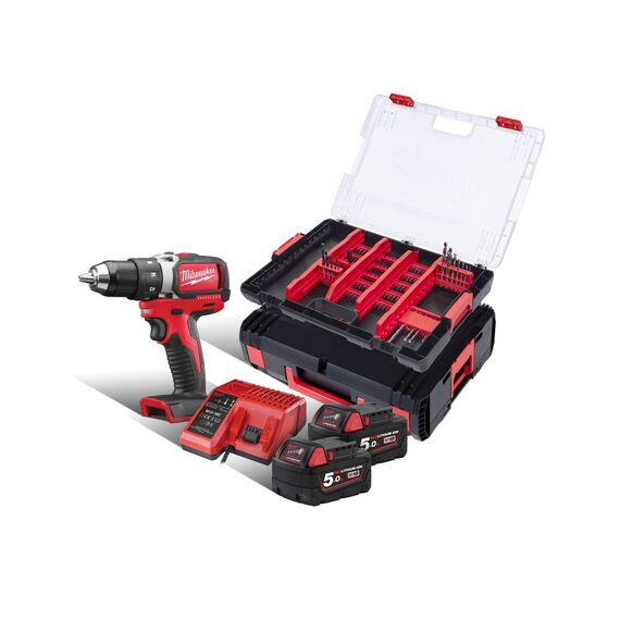 Аккумуляторная дрель-шуруповерт с набором оснастки в кейсе Milwaukee M18 BLDD-502XA - 4933464130, внеший вид