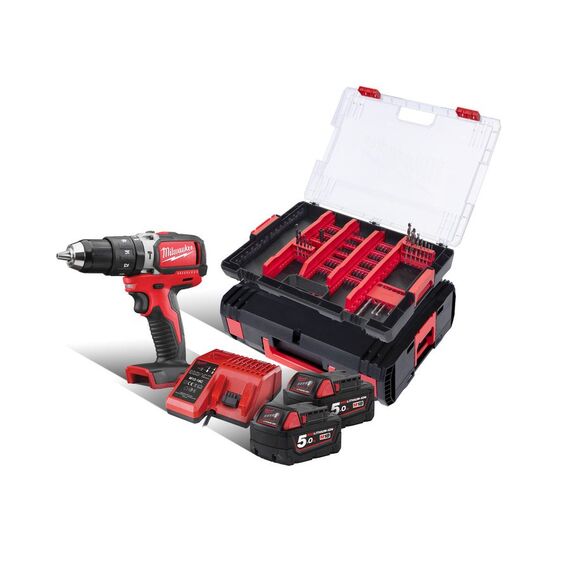 Аккумуляторная ударная дрель-шуруповерт с набором оснастки в кейсе Milwaukee M18 BLPD-502XA - 4933464129, внеший вид