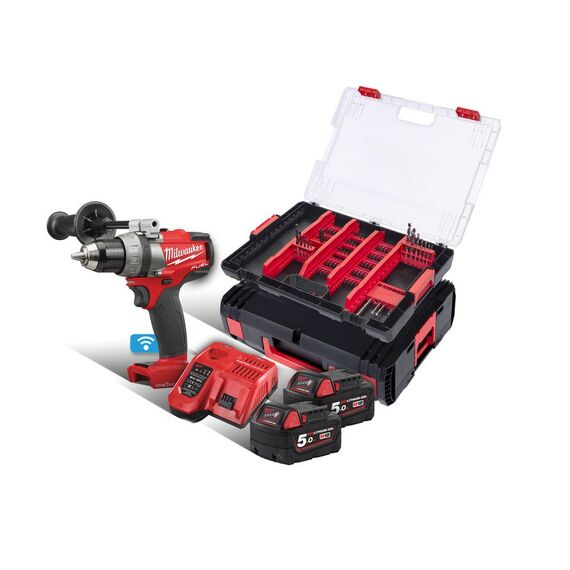 Аккумуляторная дрель-шуруповерт с набором оснастки в кейсе Milwaukee M18 ONEDD-502XA - 4933464133, внеший вид