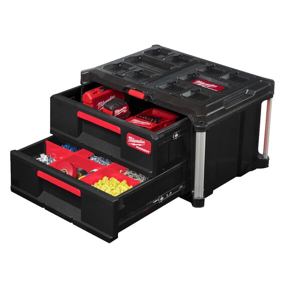 Кейс с выдвижными ящиками Milwaukee Packout 2 Drawer Tool Box - 4932472129, Модель: Packout 2 Drawer Tool Box, внеший вид, изображение 4