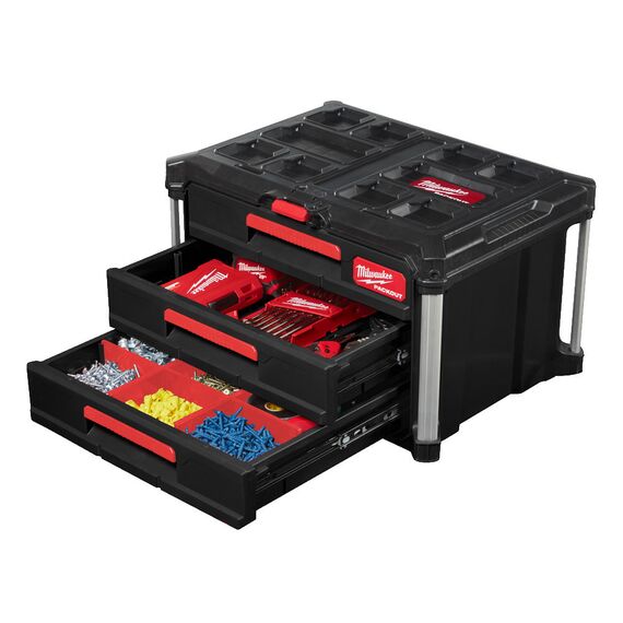 Кейс с выдвижными ящиками Milwaukee Packout 3 Drawer Tool Box - 4932472130, Модель: Packout 3 Drawer Tool Box, внеший вид, изображение 4