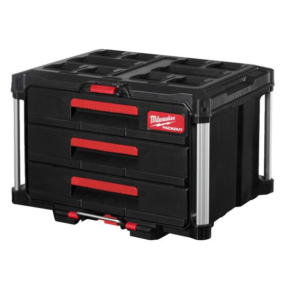 Кейс с выдвижными ящиками Milwaukee Packout 3 Drawer Tool Box - 4932472130, Модель: Packout 3 Drawer Tool Box, внеший вид, изображение 2