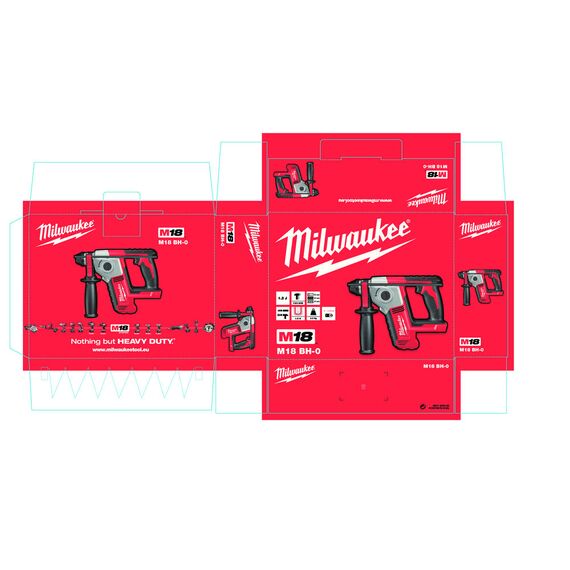 Аккумуляторный перфоратор Milwaukee M18 BH-0X - 4933459542, фото, изображение 3 Аккумуляторный перфоратор Milwaukee M18 BH-0X - 4933459542, внеший вид, изображение 3