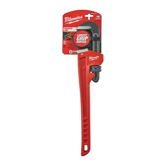 Стальной разводной трубный ключ Milwaukee STEEL PIPE WRENCH 450 MM - 48227118, Модель: STEEL PIPE WRENCH 450 MM, внеший вид, изображение 2