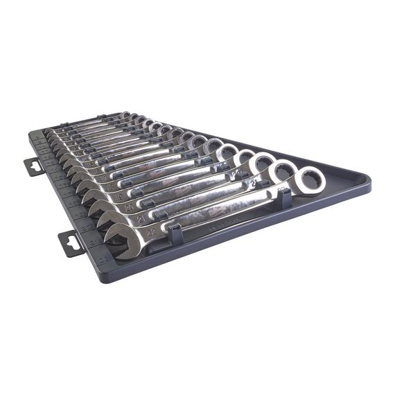 Набор комбинированных ключей с трещоткой Milwaukee MAX BITE™ RATCHETING METRIC COMBINATION SPANNER SET 15PC - 4932464994, Модель: MAX BITE™ RATCHETING METRIC COMBINATION SPANNER SET 15PC, фото, изображение 3 Набор комбинированных ключей с трещоткой Milwaukee MAX BITE™ RATCHETING METRIC COMBINATION SPANNER SET 15PC - 4932464994, Модель: MAX BITE™ RATCHETING METRIC COMBINATION SPANNER SET 15PC, внеший вид, изображение 3