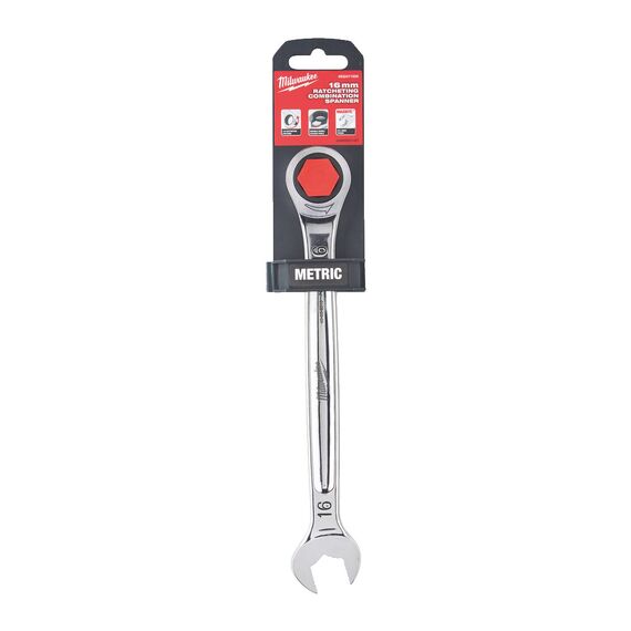 16 мм комбинированный ключ Maxbite с трещоткой Milwaukee 16 mm MAX BITE™ ratcheting combination spanner - 4932471509, Модель: 16 mm MAX BITE™ ratcheting combination spanner, внеший вид, изображение 2