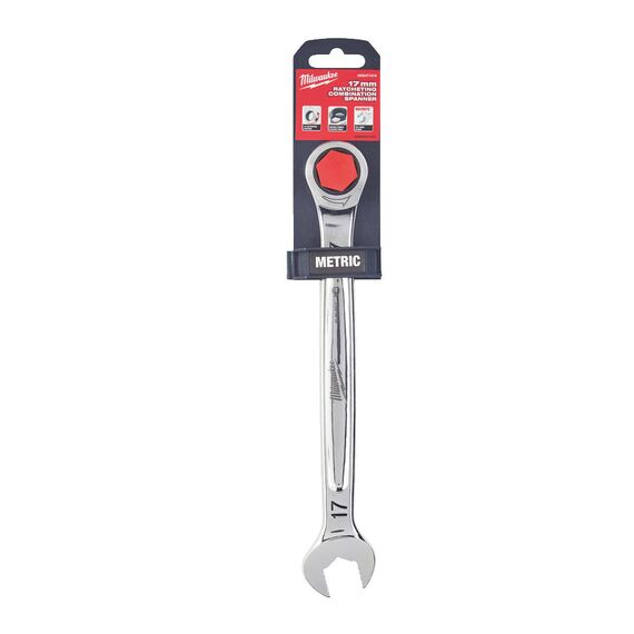 17 мм комбинированный ключ Maxbite с трещоткой Milwaukee 17 mm MAX BITE™ ratcheting combination spanner - 4932471510, Модель: 17 mm MAX BITE™ ratcheting combination spanner, фото, изображение 2 17 мм комбинированный ключ Maxbite с трещоткой Milwaukee 17 mm MAX BITE™ ratcheting combination spanner - 4932471510, Модель: 17 mm MAX BITE™ ratcheting combination spanner, внеший вид, изображение 2