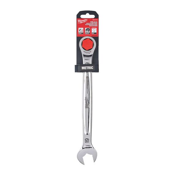 19 мм комбинированный ключ Maxbite с трещоткой Milwaukee 19 mm MAX BITE™ ratcheting combination spanner - 4932471512, Модель: 19 mm MAX BITE™ ratcheting combination spanner, фото, изображение 2 19 мм комбинированный ключ Maxbite с трещоткой Milwaukee 19 mm MAX BITE™ ratcheting combination spanner - 4932471512, Модель: 19 mm MAX BITE™ ratcheting combination spanner, внеший вид, изображение 2