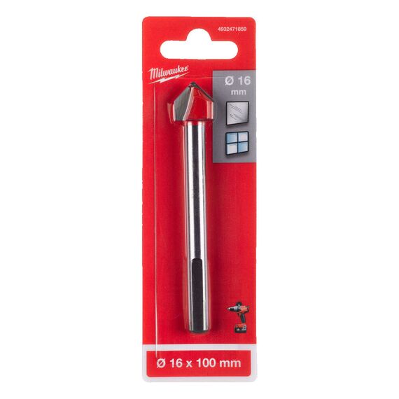 Сверло по стеклу и плитке Milwaukee GLASS DRILL 16 x 100 - 4932471859, Диаметр: 16, Модель: GLASS DRILL 16 x 100, Длина (мм): 100, внеший вид