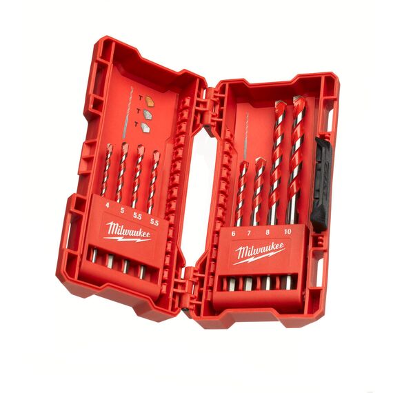 Набор ударных сверл по бетону Milwaukee Premium concrete drill bit set 4-10 8pc - 4932471193, Модель: Premium concrete drill bit set 4-10 8pc, внеший вид