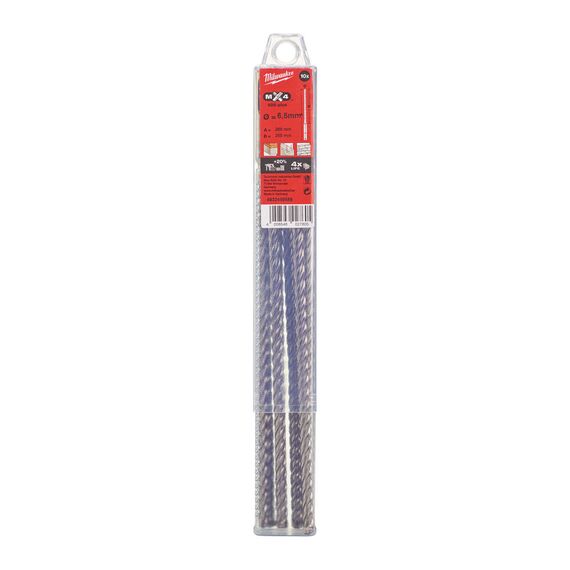 Бур Milwaukee MX4 SDS-Plus 6.5 x 265 MM 10 PCS - 4932459588, Диаметр: 6,5, Модель: MX4 SDS-Plus 6.5 x 265 MM 10 PCS, Длина (мм): 265, внеший вид, изображение 2