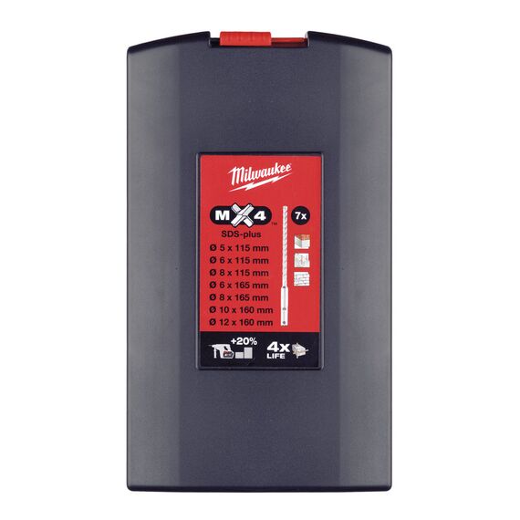 Упаковка наборов буров Milwaukee MX4 SDS-Plus 5-12 MM 6 PCS - 4932352153, Диаметр: SET, Модель: MX4 SDS-Plus 5-12 MM 6 PCS, внеший вид, изображение 2