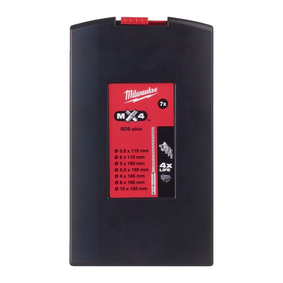Набор буров Milwaukee MX4 SDS-Plus drill bit set 5-10 MM 7pc - 4932478627, Диаметр: SET, Модель: MX4 SDS-Plus drill bit set 5-10 MM 7pc, внеший вид, изображение 3