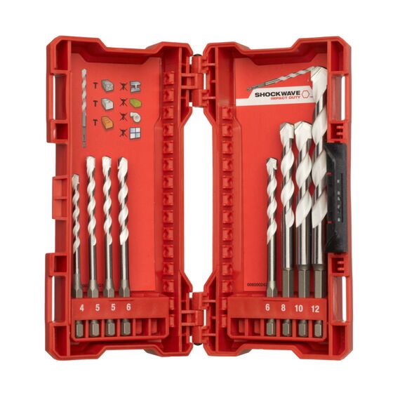Набор сверл по мультиматериалам Milwaukee SHOCKWAVE™ Carbide Multi-Material Drill Bit SET 4-12 8PC - 4932471112, Модель: SHOCKWAVE™ Carbide Multi-Material Drill Bit  SET 4-12 8PC, внеший вид, изображение 2