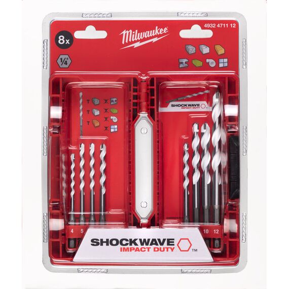 Набор сверл по мультиматериалам Milwaukee SHOCKWAVE™ Carbide Multi-Material Drill Bit SET 4-12 8PC - 4932471112, Модель: SHOCKWAVE™ Carbide Multi-Material Drill Bit  SET 4-12 8PC, внеший вид, изображение 3