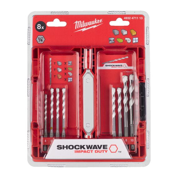 Набор сверл по мультиматериалам Milwaukee SHOCKWAVE™ Carbide Multi-Material Drill Bit SET 4-10 8PC - 4932471113, Модель: SHOCKWAVE™ Carbide Multi-Material Drill Bit  SET 4-10 8PC, внеший вид, изображение 2