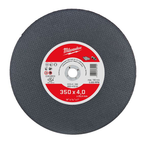 Тонкий диск для чугуна, камня и мультматериалов Milwaukee Stone Cutting Disc CCS41 350x4mm-1pc - 4932472264, внеший вид
