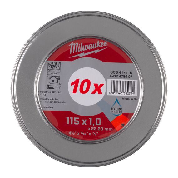 Отрезной диск по металлу Milwaukee Cut.W PRO-PLUS SCS 41 115 x 1.0 mm MetalBox - 10 pcs - 4932478997, внеший вид