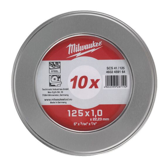 Отрезной диск по металлу Milwaukee Cut.W PRO-PLUS SCS 41 125 x 1.0 mm MetalBox - 10 pcs - 4932478998, внеший вид