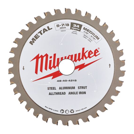 Пильный диск по металлу Milwaukee CSB P M 150 x 20 x 1,6 x 34 для циркулярной пилы - 48404215, Диаметр диска (мм): 150, Посадочный диаметр (мм): 20, Модель: CSB P M 150 x 20 x 1,6 x 34, внеший вид