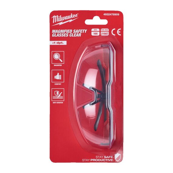 Очки защитные Milwaukee Clear Safety Glasses +1.0 - 4932478909, Модель: Clear Safety Glasses +1.0, Цвет: Прозрачные, внеший вид, изображение 2
