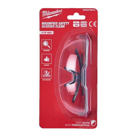 Очки защитные Milwaukee Clear Safety Glasses +1.5 - 4932478910, Модель: Clear Safety Glasses +1.5, Цвет: Прозрачные, внеший вид, изображение 2