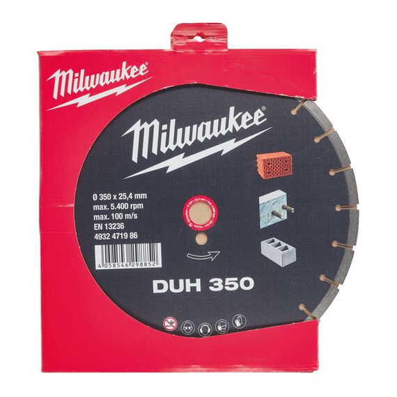 Алмазный диск Milwaukee DUH 350 - 4932471986, Диаметр диска (мм): 350, Посадочный диаметр (мм): 25,4, Модель: DUH 350, внеший вид, изображение 2