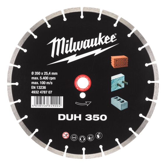 Алмазный диск Milwaukee CIS DUH 350 mm - 4932478707, Диаметр диска (мм): 350, Посадочный диаметр (мм): 25,4, Модель: CIS DUH 350 mm, внеший вид
