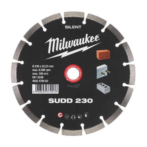 Алмазный диск Milwaukee SUDD 230 mm - 4932479463, Диаметр диска (мм): 230, Посадочный диаметр (мм): 22,23, Модель: SUDD 230 mm, внеший вид