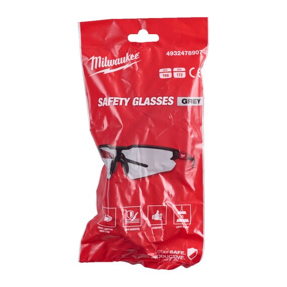 Очки защитные Milwaukee Enhanced Safety Glasses Grey - 4932478907, Модель: Enhanced Safety Glasses Grey, Цвет: Серый, внеший вид, изображение 3