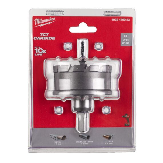 Коронка по металлу Milwaukee Holesaw TCT 70mm - 4932479053, Диаметр: 70, Модель: Holesaw TCT 70mm, внеший вид, изображение 2