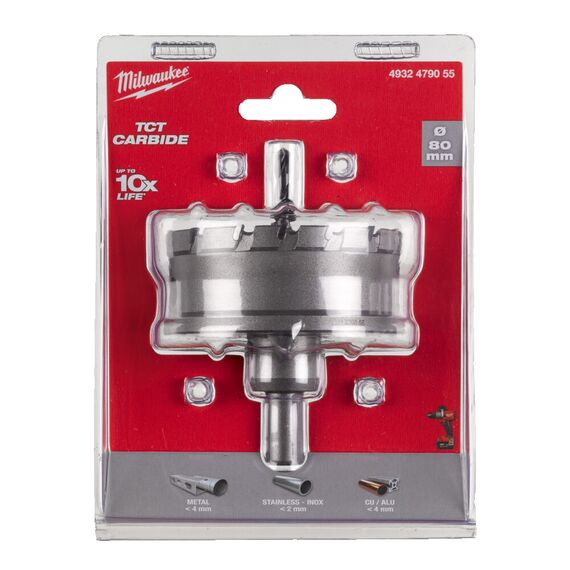 Коронка по металлу Milwaukee Holesaw TCT 80mm - 4932479055, Диаметр: 80, Модель: Holesaw TCT 80mm, внеший вид, изображение 2