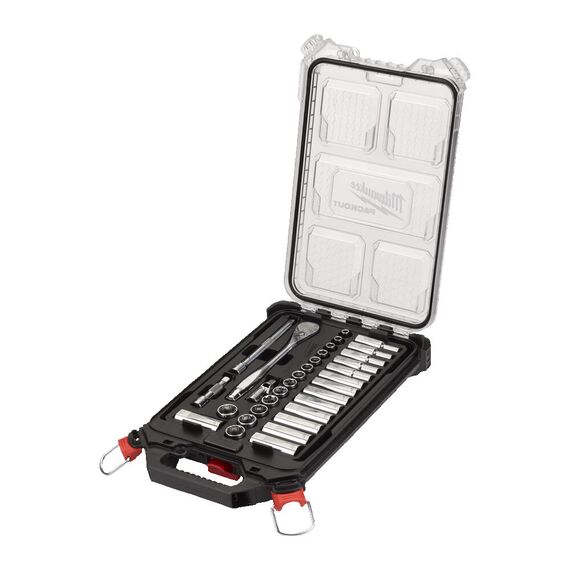 Набор метрических головок с трещоткой Milwaukee METRIC ⅜″ RATCHET & SOCKET SET 32 PC - 4932478813, внеший вид, изображение 2