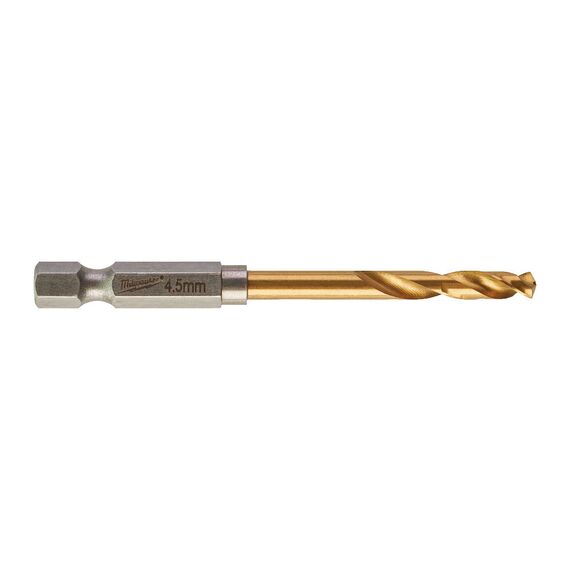 Сверло по металлу с шестигранным хвостовиком Milwaukee Shockwave HSS-G TiN Red Hex 4,5 mm 10 pcs - 4932478179, Диаметр: 4,5, Модель: Shockwave HSS-G TiN Red Hex 4,5 mm 10 pcs, Длина (мм): 76, внеший вид
