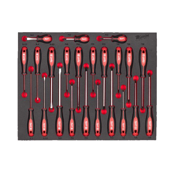 Ложемент с трехгранными отвертками Milwaukee Trilobe Screwdriver Foam Insert - 4932479830, Модель: Trilobe Screwdriver Foam Insert, внеший вид