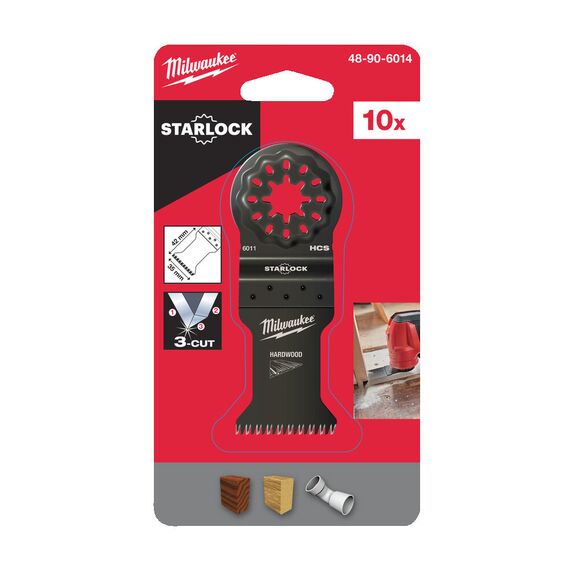 Полотно по дереву Milwaukee WOOD 35 MM PLUNGE CUT BLADE WITH 3 CUT TOOTH GEOMETRY FOR FAST AND CLEAN CUTS 10 PC - 48906014, Ширина лезвия (мм): 35, Модель: WOOD 35 MM PLUNGE CUT BLADE WITH 3 CUT TOOTH GEOMETRY FOR FAST AND CLEAN CUTS 10 PC, Длина (мм): 42, внеший вид, изображение 2