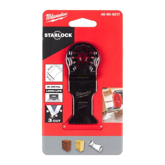 Полотно по дереву Milwaukee WOOD 35 MM PLUNGE CUT BI-METAL BLADE FOR LONG LIFE AND 3 CUT TOOTH GEOMETRY FOR FAST AND CLEAN CUTS - 48906017, Ширина лезвия (мм): 35, Модель: WOOD 35 MM PLUNGE CUT BI-METAL BLADE FOR LONG LIFE AND 3 CUT TOOTH GEOMETRY FOR FAST AND CLEAN CUTS, Длина (мм): 42, внеший вид, изображение 2