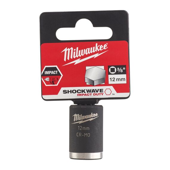 Ударная головка Milwaukee 12 MM ⅜˝ IMPACT SOCKET-SHORT укороченная - 4932478011, Модель: 12 MM ⅜˝ IMPACT SOCKET-SHORT, внеший вид, изображение 2