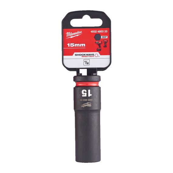 Ударная головка Milwaukee 15 MM ½˝ IMPACT SOCKET DEEP удлиненная - 4932480333, Модель: 15 MM ½˝ IMPACT SOCKET DEEP, внеший вид, изображение 2