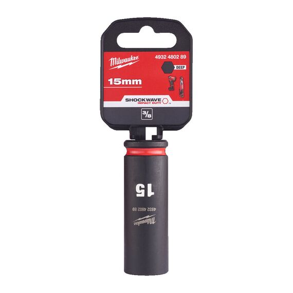Ударная головка Milwaukee 15 MM ⅜˝ IMPACT SOCKET DEEP удлиненная - 4932480289, Модель: 15 MM ⅜˝ IMPACT SOCKET DEEP, фото, изображение 2 Ударная головка Milwaukee 15 MM ⅜˝ IMPACT SOCKET DEEP удлиненная - 4932480289, Модель: 15 MM ⅜˝ IMPACT SOCKET DEEP, внеший вид, изображение 2