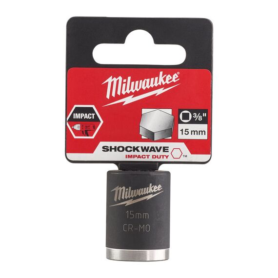 Ударная головка Milwaukee 15 MM ⅜˝ IMPACT SOCKET-SHORT укороченная - 4932478014, Модель: 15 MM ⅜˝ IMPACT SOCKET-SHORT, внеший вид, изображение 2