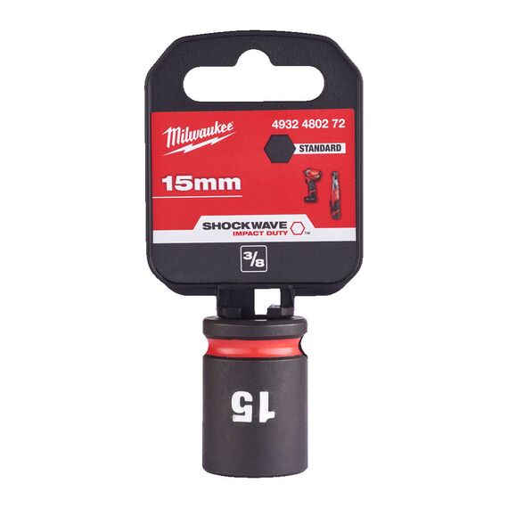 Ударная головка Milwaukee 15 MM ⅜˝ IMPACT SOCKET STD - 4932480272, Модель: 15 MM ⅜˝ IMPACT SOCKET STD, внеший вид, изображение 2