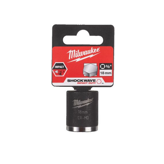 Ударная головка Milwaukee 18 MM ⅜˝ IMPACT SOCKET-SHORT укороченная - 4932478017, Модель: 18 MM ⅜˝ IMPACT SOCKET-SHORT, внеший вид, изображение 2