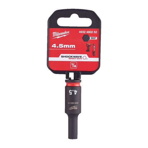 Ударная головка Milwaukee 4,5 MM ¼˝ IMPACT SOCKET DEEP удлиненная - 4932480252, Модель: 4,5 MM ¼˝ IMPACT SOCKET DEEP, внеший вид, изображение 2
