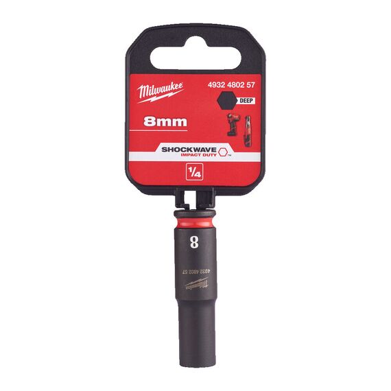 Ударная головка Milwaukee 8 MM ¼˝ IMPACT SOCKET DEEP удлиненная - 4932480257, Модель: 8 MM ¼˝ IMPACT SOCKET DEEP, внеший вид, изображение 2